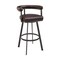 Armen Living Nolagam Swivel Counter Stool in Brown Metal with Brown Faux Leather 840254335592 - alternate 1